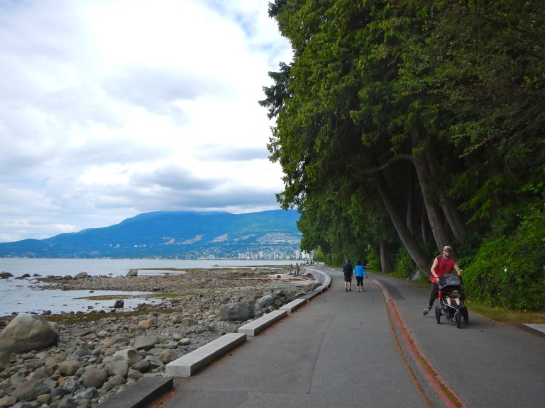 Loads of dads rollerblading and pushing strollers